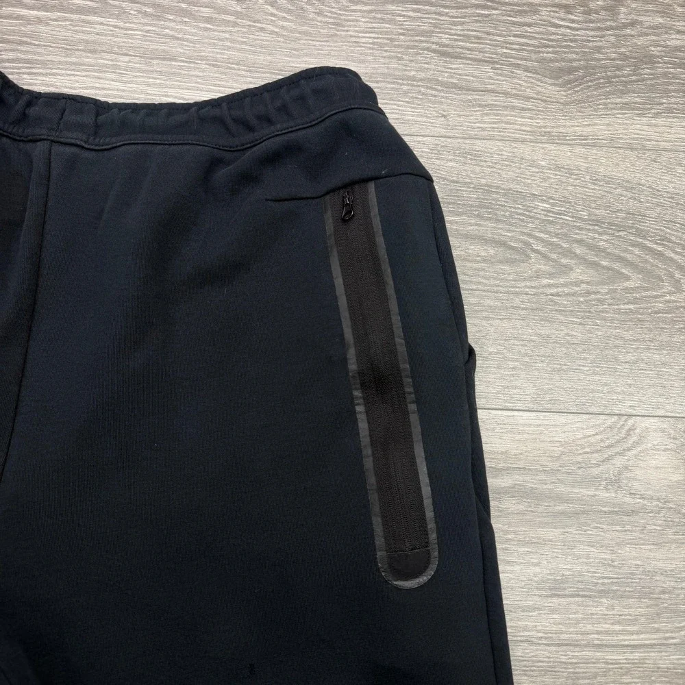 Nike Tech Fleece Joggers Mens Large Triple Black Swoosh Zip Pocket Sweatpants
